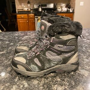 Merrell Damson Black & Purple Waterproof Winter Hiking Boots Women's 7-7.5 READ